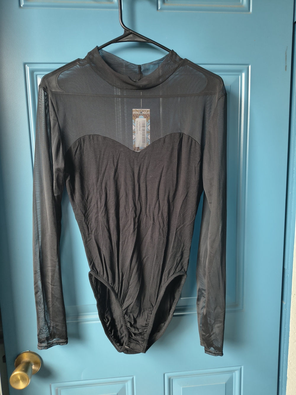 Boohoo Black Long Sleeve Mesh Panel Bodysuit